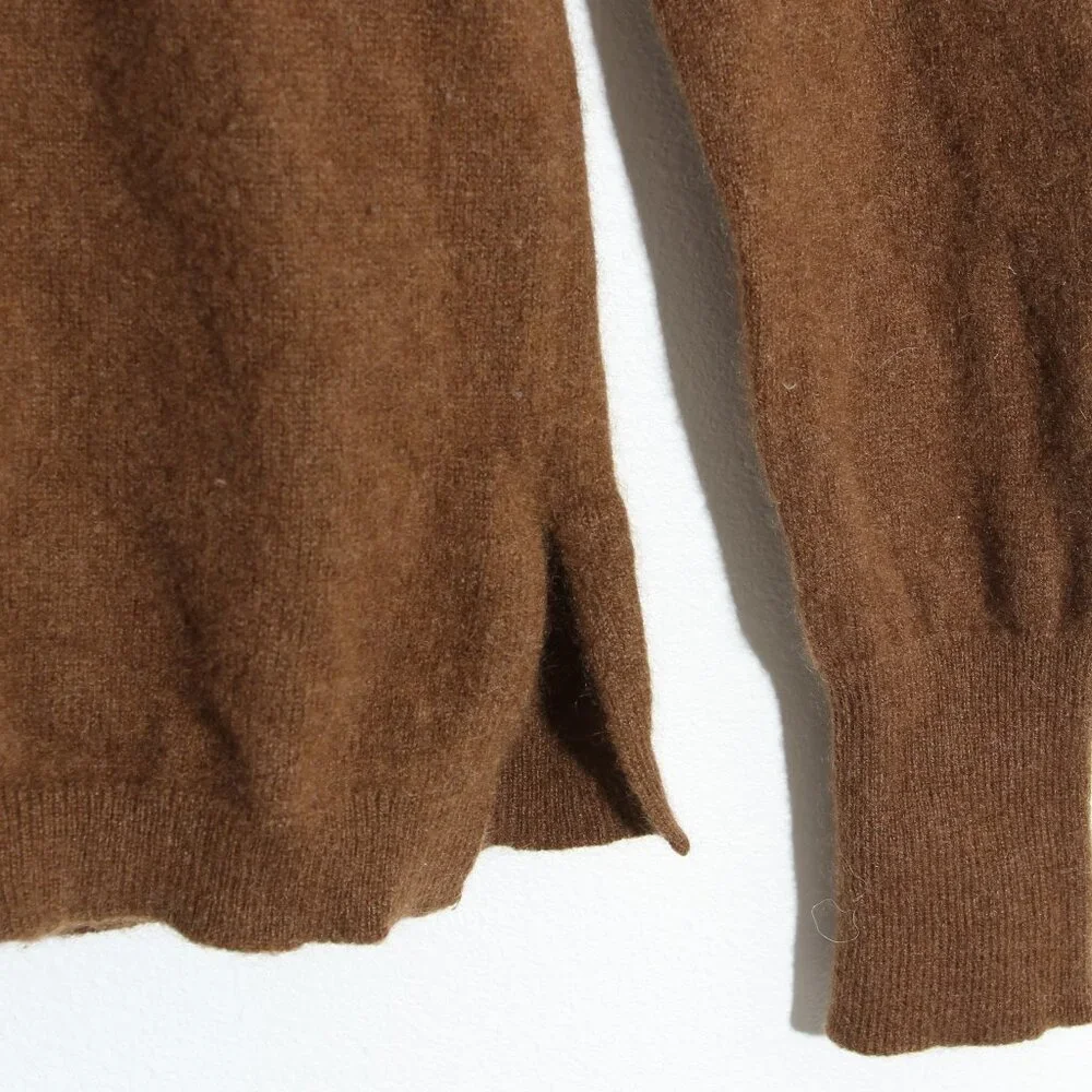 J. Crew 100% Cashmere Classic-Fit Crewneck Sweater Warm Tan Long Sleeve Sz Small